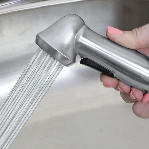 Main product image of Single-Handle Premium Pull-Out Sprayer Kitchen Faucet Side Spray w/ Guide (Chrome)