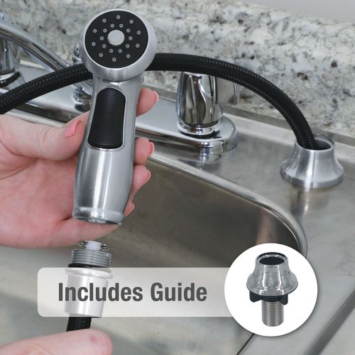 Main product image of Single-Handle Premium Pull-Out Sprayer Kitchen Faucet Side Spray w/ Guide (Chrome)