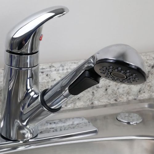 Main product image of Single-Handle Pull-Out Sprayer Kitchen Faucet Spray Head (Chrome), 10408