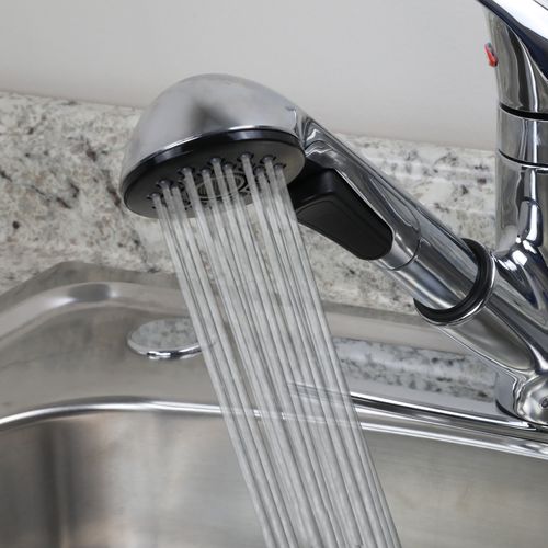 Main product image of Single-Handle Pull-Out Sprayer Kitchen Faucet Spray Head (Chrome), 10408