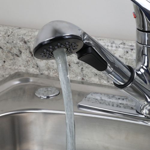 Main product image of Single-Handle Pull-Out Sprayer Kitchen Faucet Spray Head (Chrome), 10408