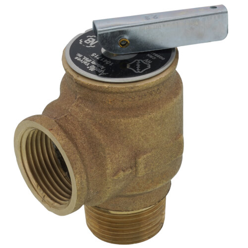 Main product image of 3/4" MNPT x 3/4" FNPT RVW40 972,000 BTU Hot Water Relief Valve, 75 PSIG (Brass Finish)