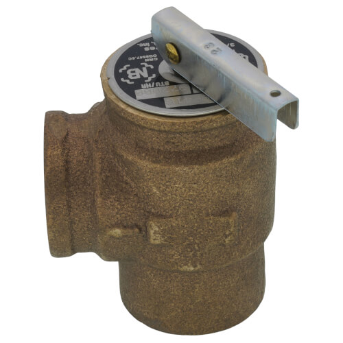 Main product image of 3/4" FNPT x 3/4" FNPT RVW40 972,000 BTU Hot Water Relief Valve, 75 PSIG (Brass Finish)