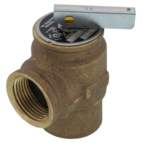 Main product image of 3/4" FNPT x 3/4" FNPT RVW40 972,000 BTU Hot Water Relief Valve, 75 PSIG (Brass Finish)