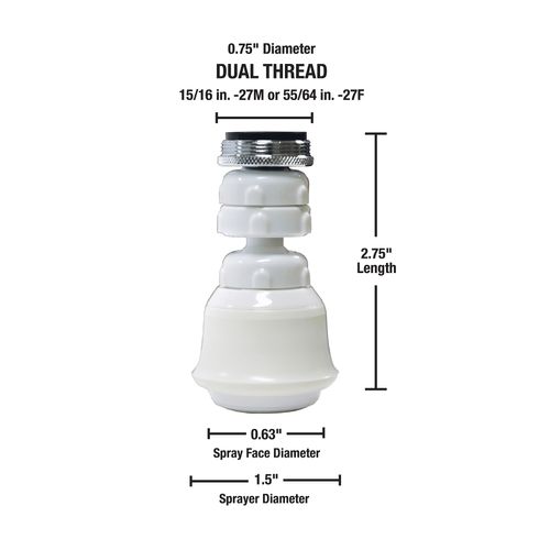 Main product image of 1.5 GPM Dual Thread Swivel Sprayrator  (White)