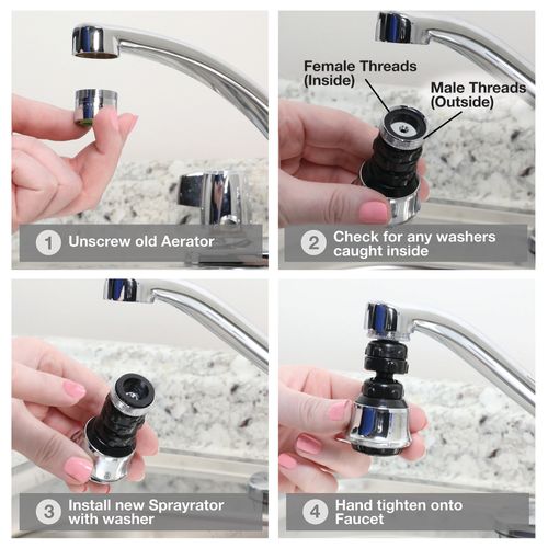 Main product image of 15/16"– 27M x  55/64"-27F Dual Thread Swivel Sprayrator, 1.5 GPM (White)