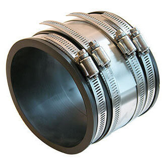 Main product image of 10" x 10" Strong Back PVC Shielded Coupling (Connects Cast Iron, PVC, Copper, Steel or Lead)