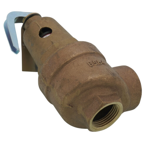 1" FNPT RVW60 2,728,000 BTU Bronze Hot Water Relief Valve, 75 PSIG