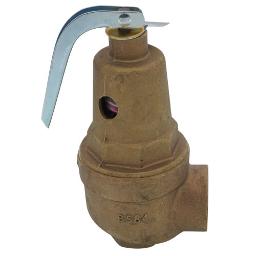 1" FNPT RVW60 2,728,000 BTU Bronze Hot Water Relief Valve, 75 PSIG