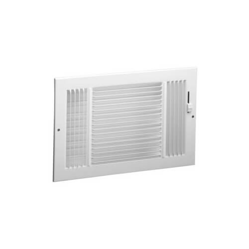 Main product image of 8" x 4" (Wall Opening Size) White Three-Way Sidewall/Ceiling Register (631 Series)