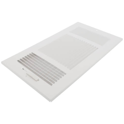 Main product image of 12" x 6" Bright White Steel 3-Way Register, MS Damper w/ 1/3" Fin Spacing