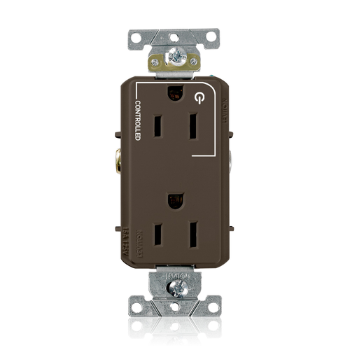 Main product image of Decora Plus Duplex Receptacle, Heavy-Duty Industrial, Split-Circuit, 15A 125V 2P 3W (Brown)