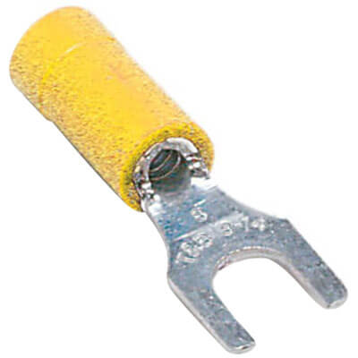 Vinyl Insulated Locking Fork Terminal, 12-10 AWG, Bolt 1/4" (Copper)