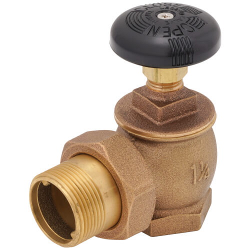 Main product image of 1-1/4" T-431 (FNPT X MNPT) Bronze Steam Angle Radiator Valve