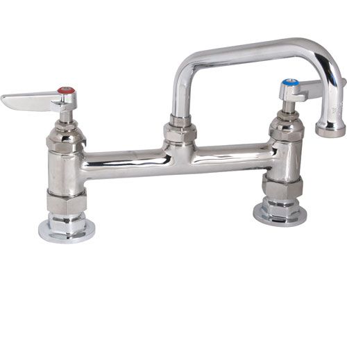 Main product image of Double Pantry Faucet, Deck Mount, 8" Centers, 6" Swing Nozzle (059x), Lever Handles, B-0222