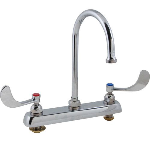 Main product image of 8" c/c Deck Mount Workboard Faucet, 4" wrist Action Handles, 133x Swivel Gooseneck, B-1142-04