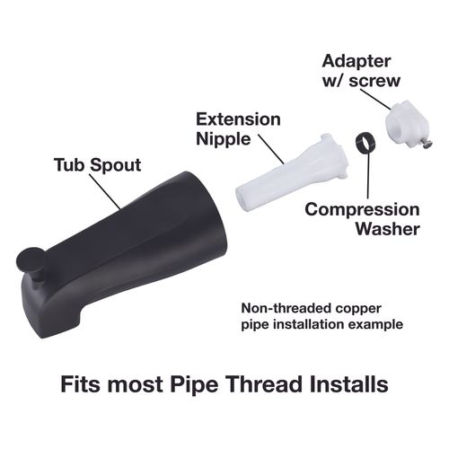 Main product image of Tub Spout w/ Diverter (Matte Black)