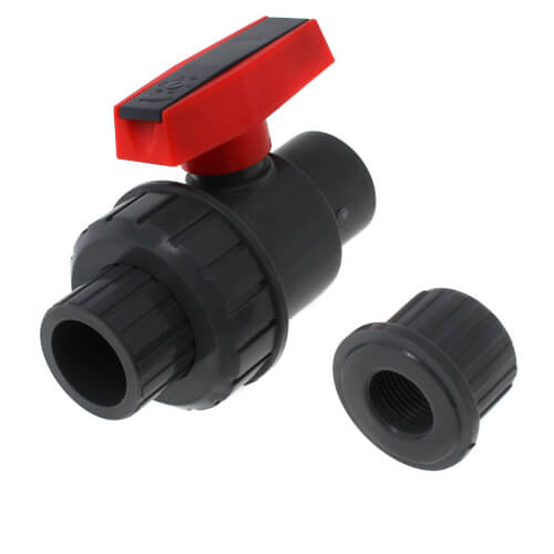 Main product image of 3/4" Gray PVC Single Union Ball Valve (Solvent Ends)