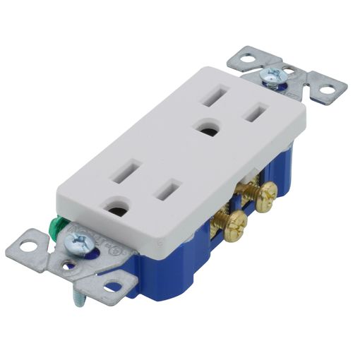 Main product image of Residential Grade Decorator Duplex Receptacle, 15A, 2P, 3W, NEMA  5-15R - White (125V)