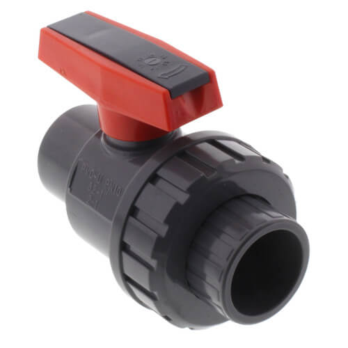 Main product image of 1" Gray PVC Single Union Ball Valve (Solvent Ends)
