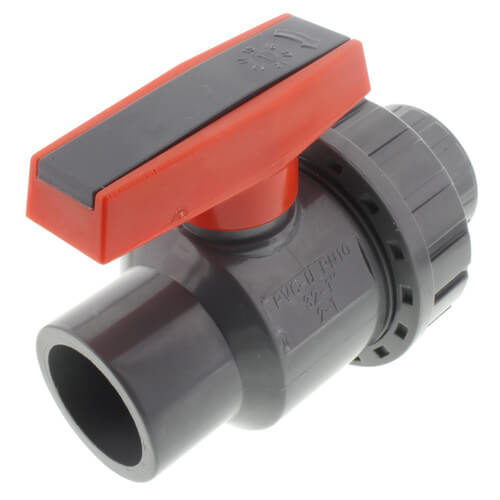 Main product image of 1" Gray PVC Single Union Ball Valve (Solvent Ends)