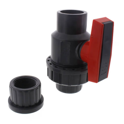 Main product image of 1" Gray PVC Single Union Ball Valve (Solvent Ends)