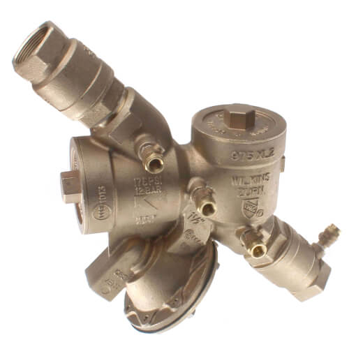 1-1/2" Lead Free Wilkins 975XL2 Reduced Pressure Principle Assembly w/ Test Cocks Up, Bronze "Y" Strainer & Air Gap
