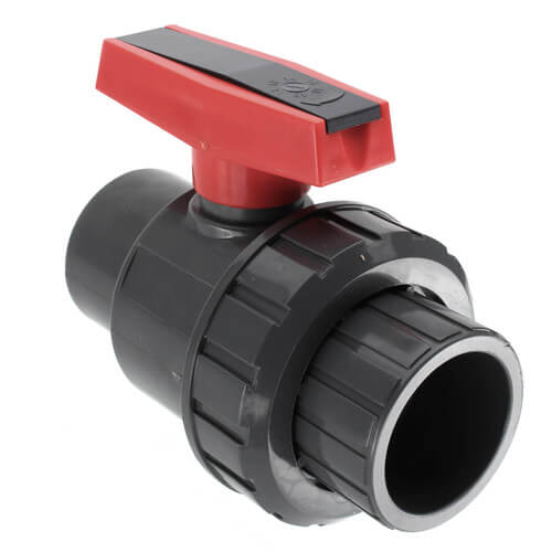 Main product image of 2" Gray PVC Single Union Ball Valve (Solvent Ends)