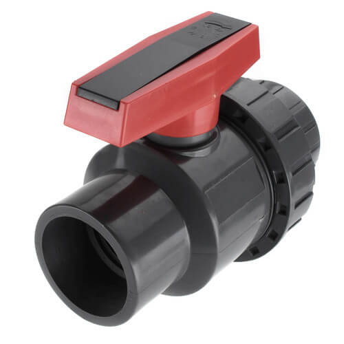 Main product image of 2" Gray PVC Single Union Ball Valve (Solvent Ends)