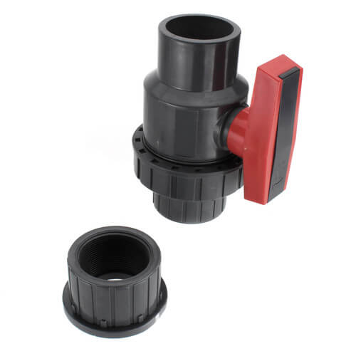 Main product image of 2" Gray PVC Single Union Ball Valve (Solvent Ends)