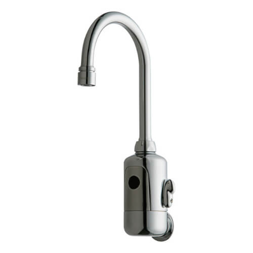 Main product image of 0.5 GPM 5-1/4" HyTronic Wall-Mounted Touch Free Programmable Faucet w/ Gooseneck Spout, 116.124.AB.1