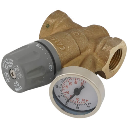 Main product image of 1/2" FNPT ThermoSetter Adjustable Thermal Balancing Valve w/ Check Valve & Temperature Gauge