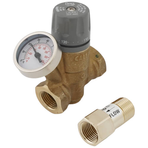 Main product image of 1/2" FNPT ThermoSetter Adjustable Thermal Balancing Valve w/ Check Valve & Temperature Gauge