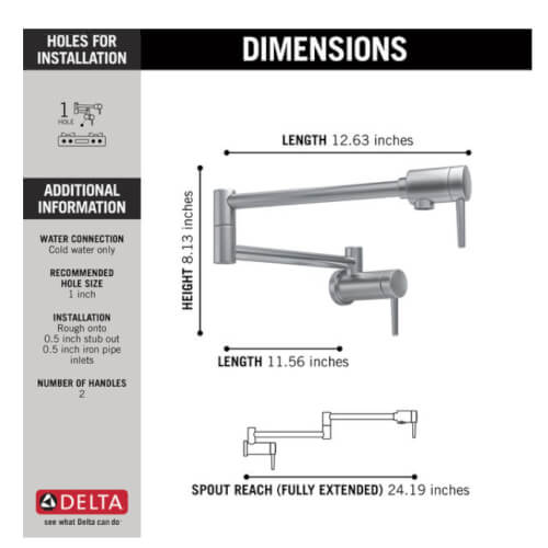 Main product image of Contemporary Wall Mount Pot Filler (Arctic Stainless), 1165LF-AR