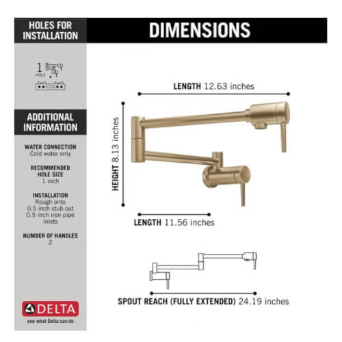 Main product image of Contemporary Wall Mount Pot Filler (Champagne Bronze), 1165LF-CZ