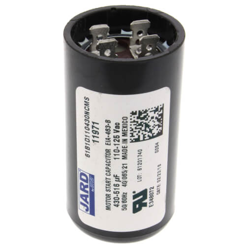 Main product image of 430-516 MFD Round Start Capacitor (110/125V)