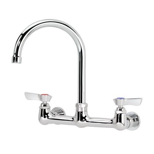 Main product image of Silver Series 8" Center Wall Mount Kitchen Faucet w/ 6" Wide Gooseneck Spout, 12-801L