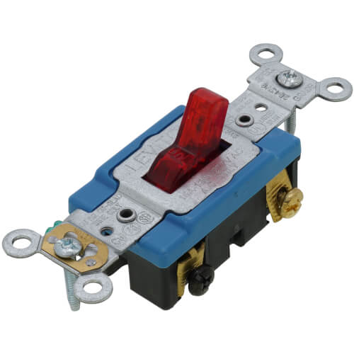 Main product image of Single-Pole, LIT WHEN ON Pilot Light Toggle Switch, 15A - Red (120V)