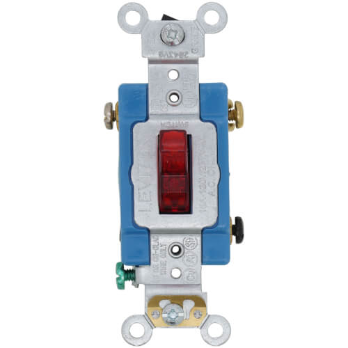 Main product image of Single-Pole, LIT WHEN ON Pilot Light Toggle Switch, 15A - Red (120V)