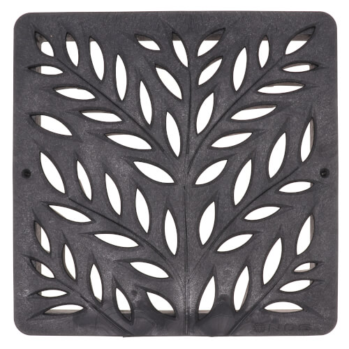 Main product image of 12" Square Catch Basin Grate - Decorative Botanical (Black)