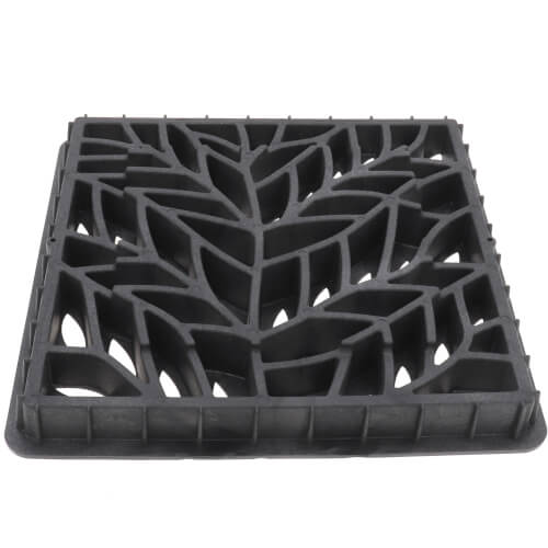 Main product image of 12" Square Catch Basin Grate - Decorative Botanical (Black)