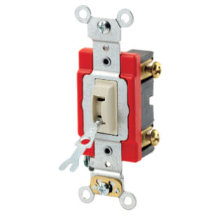 Main product image of Single-Pole, Industrial Grade Locking Toggle Switch, 20A - Ivory (120/277V)