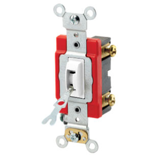 Main product image of Single-Pole Industrial Grade Locking Toggle Switch, 20A - White (120/277V)