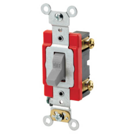 Main product image of Double-Pole Self Grounding Toggle Switch, Industrial Grade, Back & Side Wired - Gray (120/277V)