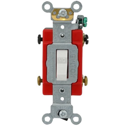 Main product image of Double-Pole Self Grounding Toggle Switch, Industrial Grade, Back & Side Wired - White (120/277V)