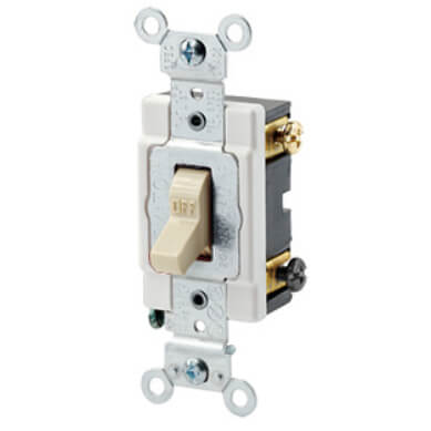 Main product image of Double Pole Grounding Toggle Switch, Industrial Grade, Back & Side Wired - Ivory (120/277V)