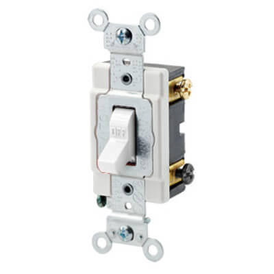Main product image of Double Pole Grounding Toggle Switch, Industrial Grade, Back & Side Wired - White (120/277V)