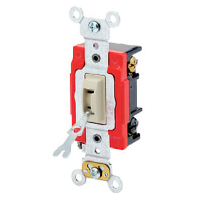 Main product image of 3-Way Industrial Grade, Self Grounding Locking Toggle Switch, 20A - Ivory (120/277V)