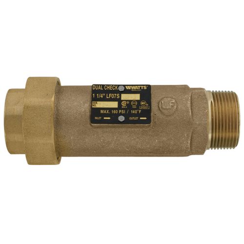 Main product image of 1-1/4" LF07S-U2-3 Dual Check Valve Backflow Preventer, Residential Fire Sprinkler System, Union FNPT Inlet X MNPT Outlet (Lead Free)