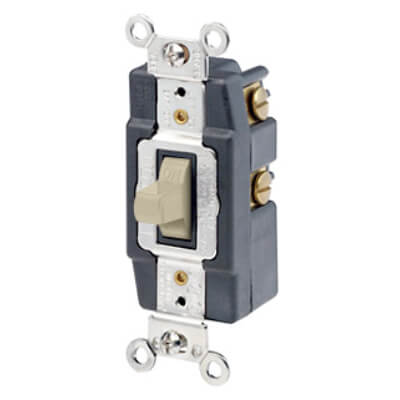 Main product image of Single-Pole Momentary Center OFF, Double-Throw Toggle Switch, 15A - Ivory (120/277V)